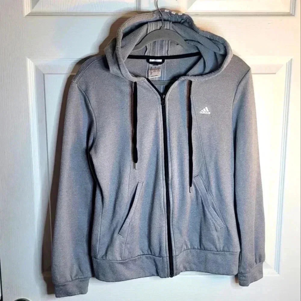 ADIDAS HOODIE GRAY ZIP-UP JACKET